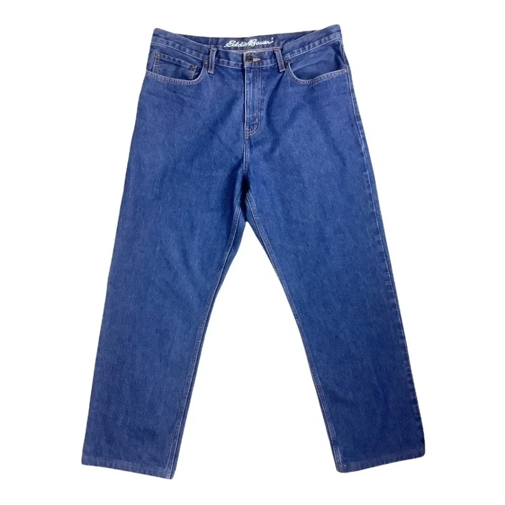 Eddie Bauer Men's Traditional Fit Dark Wash‎ Blue Denim Jeans